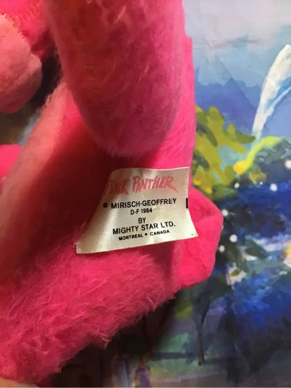 Vintage 1964 mighty star pink panther plush -Preowned